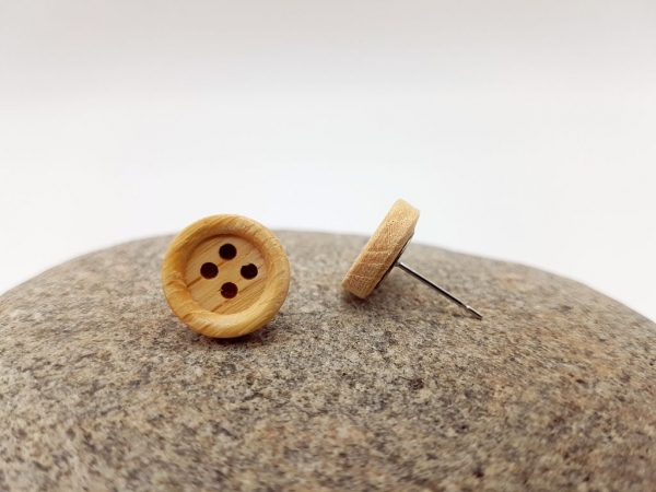 Rustikale Natur Holz Knopf Ohrstecker Button Roh